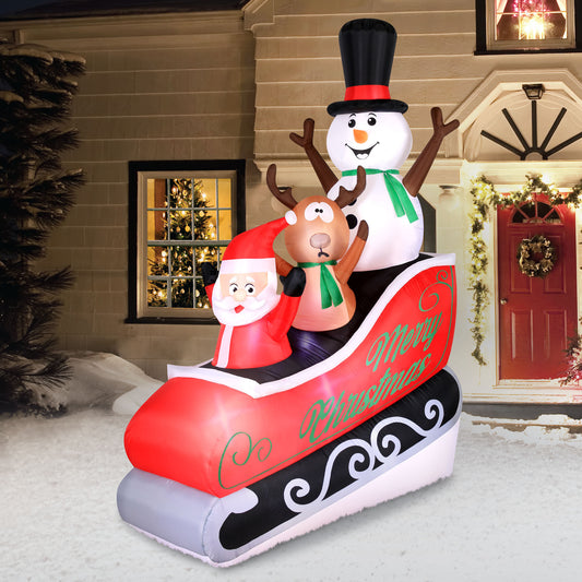 Occasions AIRFLOWZ INFLATABLE SANTA SLEIGH RIDE 8FT, 8 ft Tall, Red