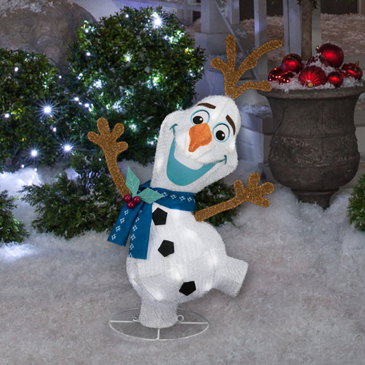 Holiday Shimmering Magic Tinsel Yard Sculpture Olaf 20" Disney (Cool White), White lifestyle
