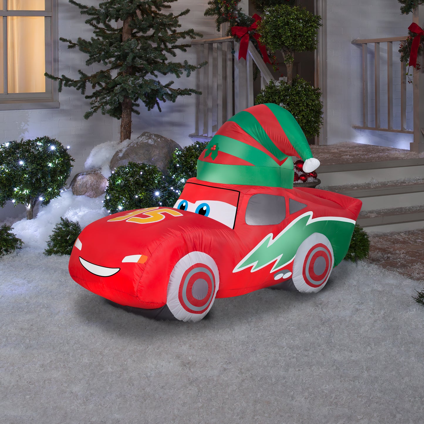Christmas Inflatable McQueen w/Stocking Cap S LG Disney, 3.5 ft Tall, red lifestyle