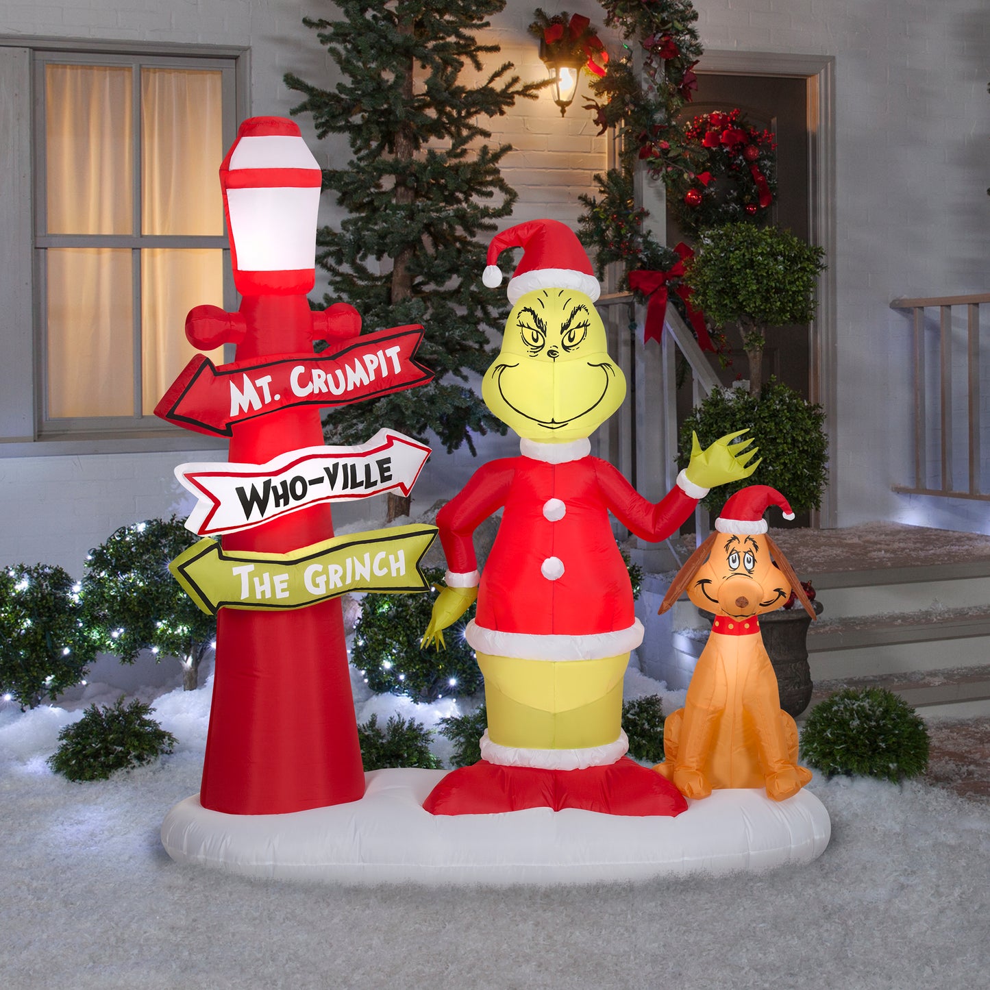 6-Ft Grinch and Max with Lamp Post Christmas Inflatable lifestyle