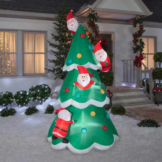 9' Christmas Tree of Many Santas Scene Christmas Inflatable lifestyle