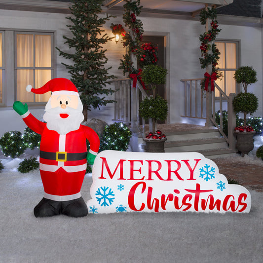 Inflatable Santa Merry Christmas Sign Scene lifestyle