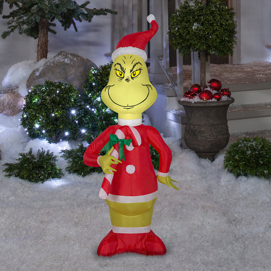 4-Ft Grinch with Red and White Candy Cane Christmas Inflatable lifestyle