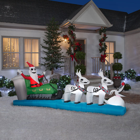 4.5-Ft Jack Skellington Sleigh Scene Colossal Christmas Inflatable lifestyle
