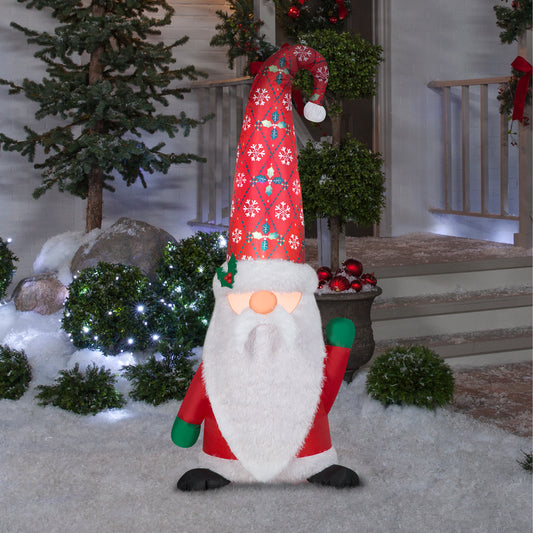 5-Ft Gnome with Damask Cap Christmas Inflatable lifestyle