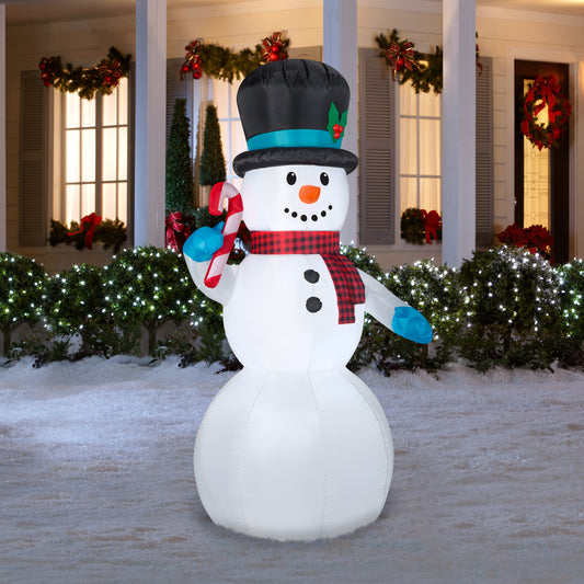 Christmas Inflatable Snowman w/Candy Cane OPP, 7 ft Tall, White lifestyle