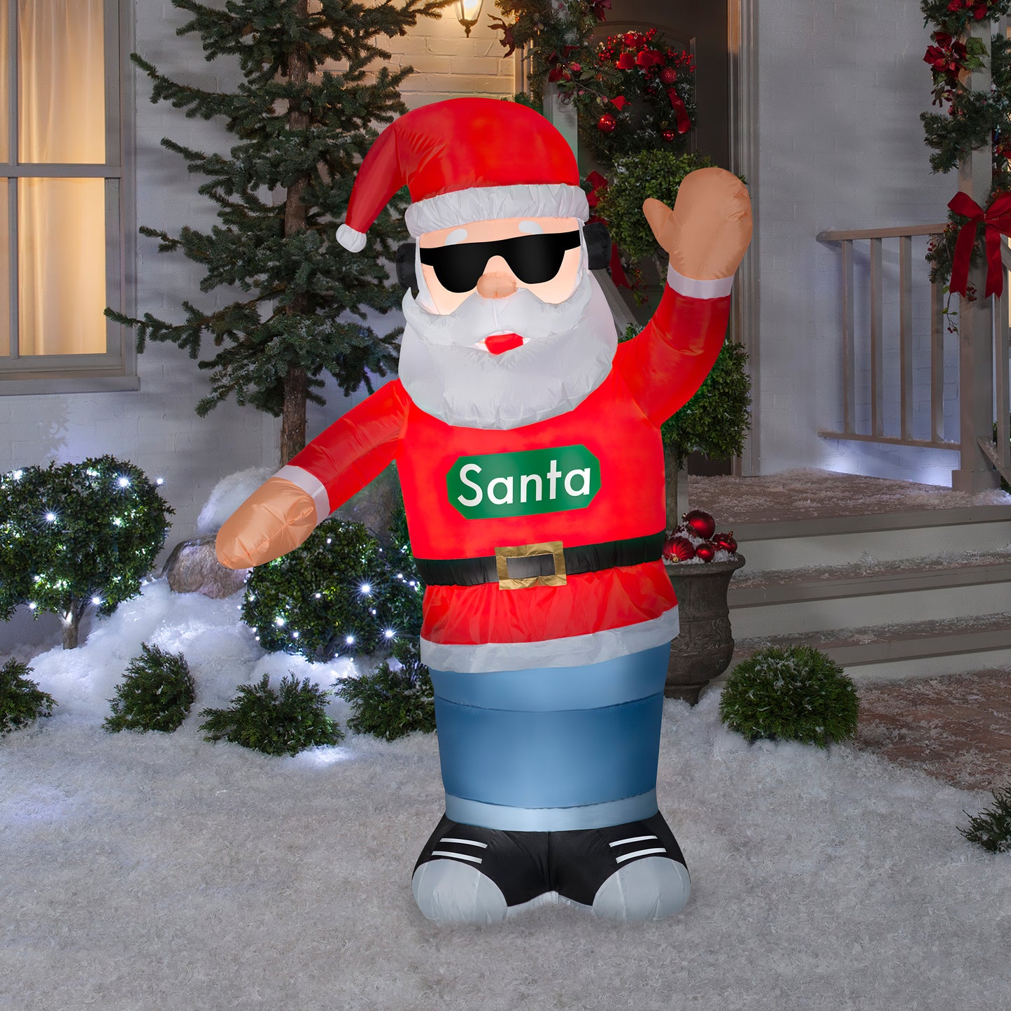 6' Animated Inflatable Swaying Santa w/Headphones lifestyle