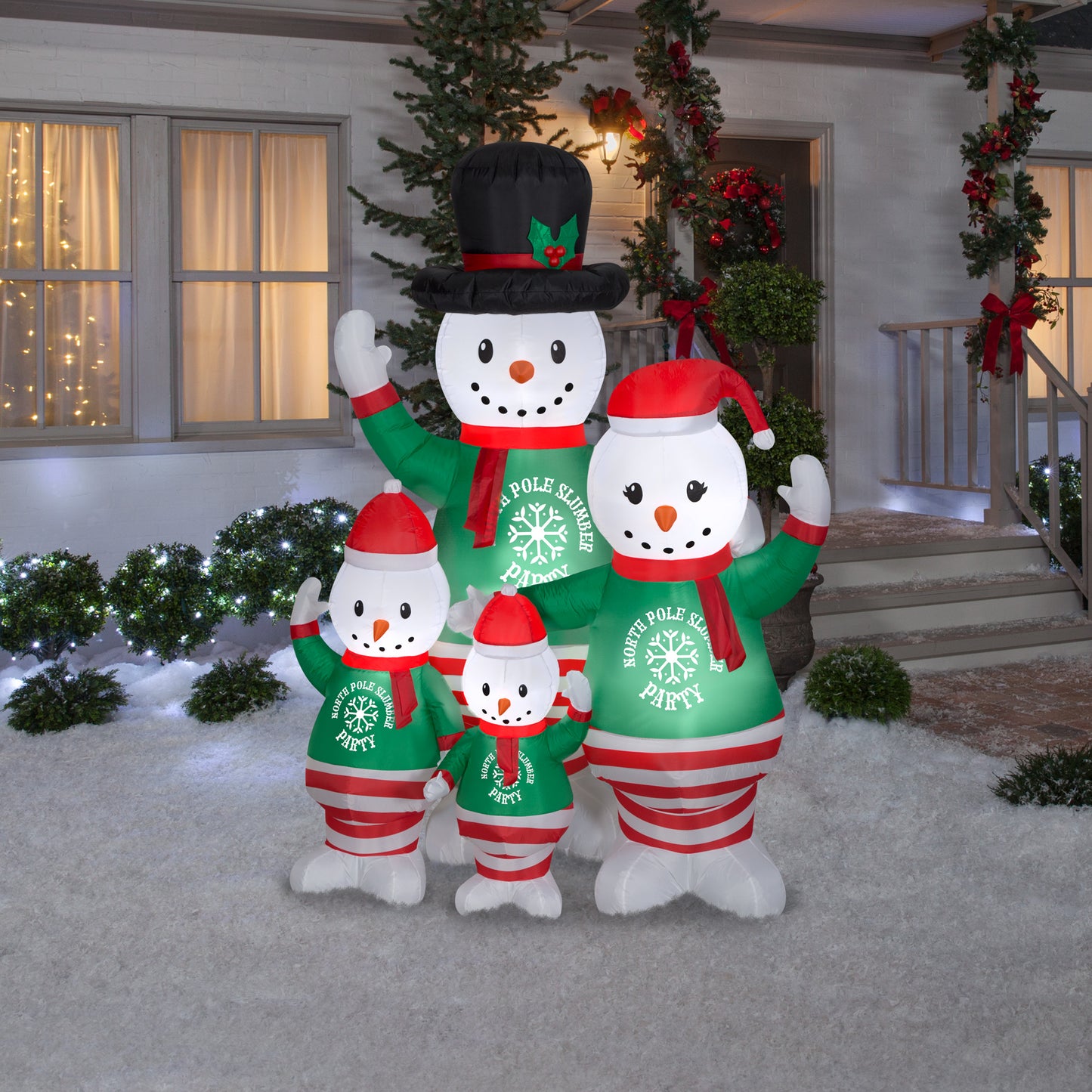 Christmas Inflatable Pajama Snowman Family Scene, 7 ft Tall lifestyle
