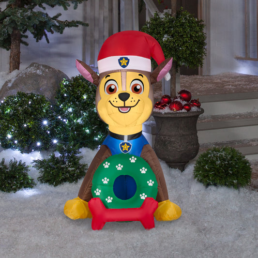 3-Ft Chase in Santa Hat with Wreath Christmas Inflatable lifestyle