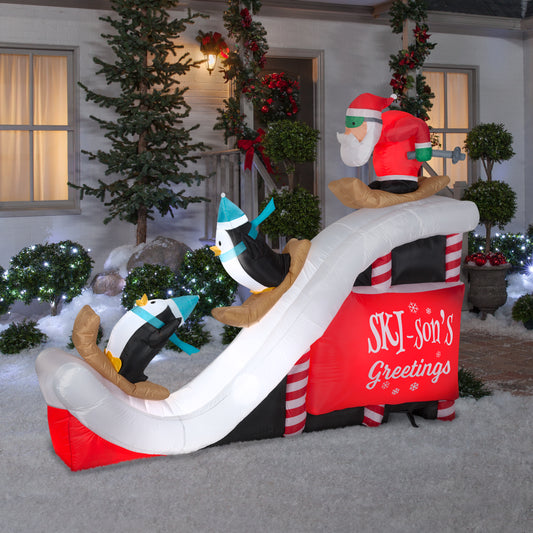 9' Inflatable Santa Ski Scene lifestyle