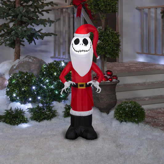 Christmas Inflatable Jack Skellington in Santa Outfit Disney, 4 ft Tall, Red lifestyle