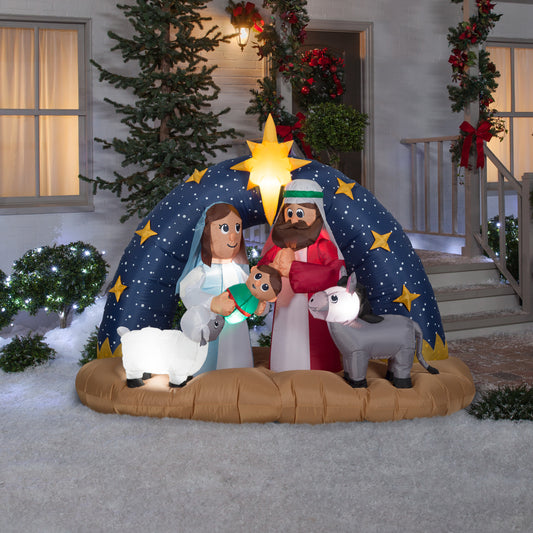 Christmas Inflatable Inflatable Snowy Night Nativity Scene, 5 ft Tall, brown lifestyle