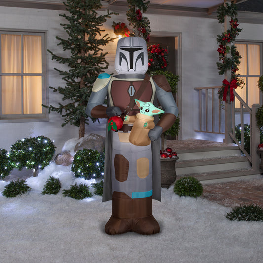 Christmas Inflatable Mandalorian™ with Grogu™, 6.5 ft Tall lifestyle