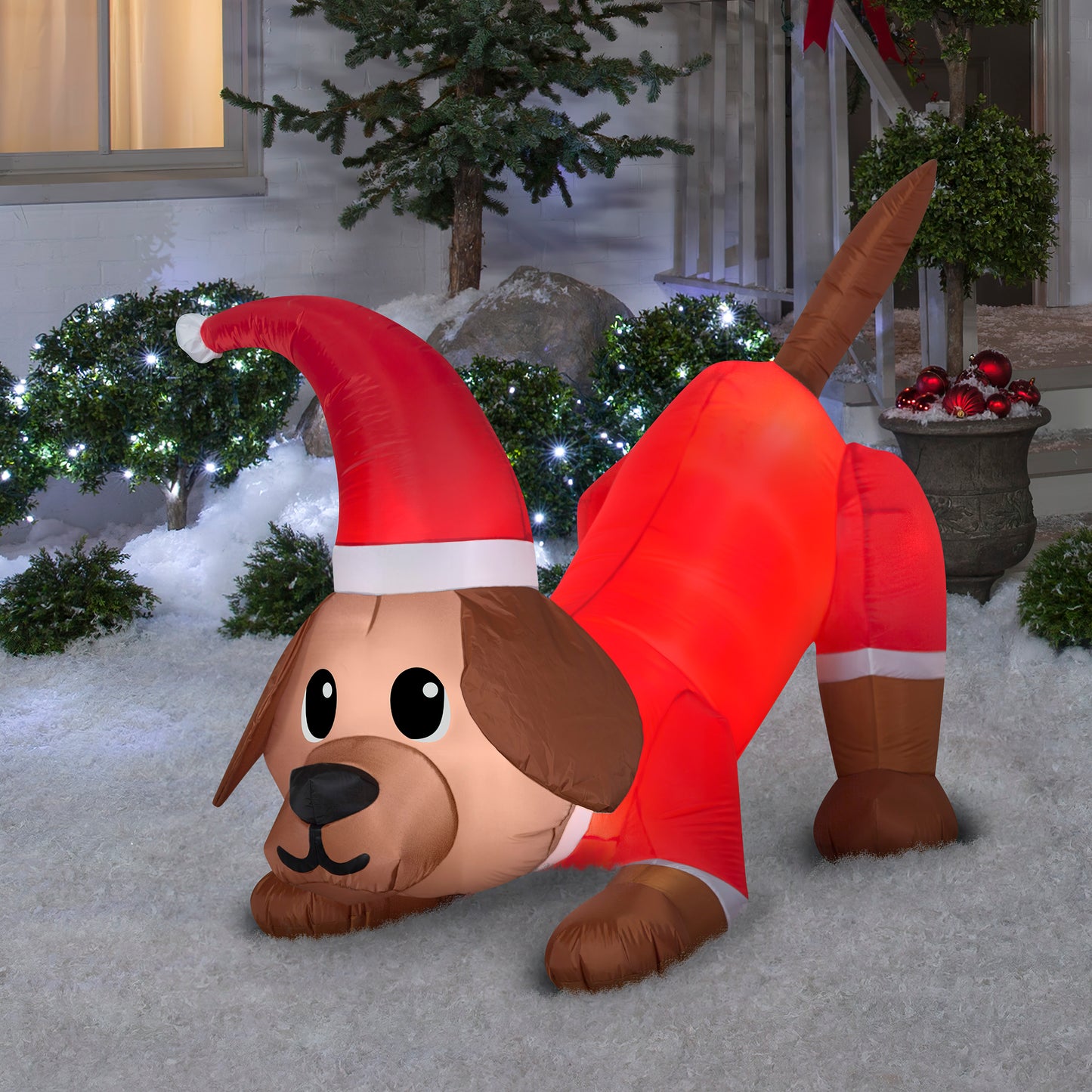 4.5' Animated Puppy with Wagging Tail Christmas Inflatable lifestyle