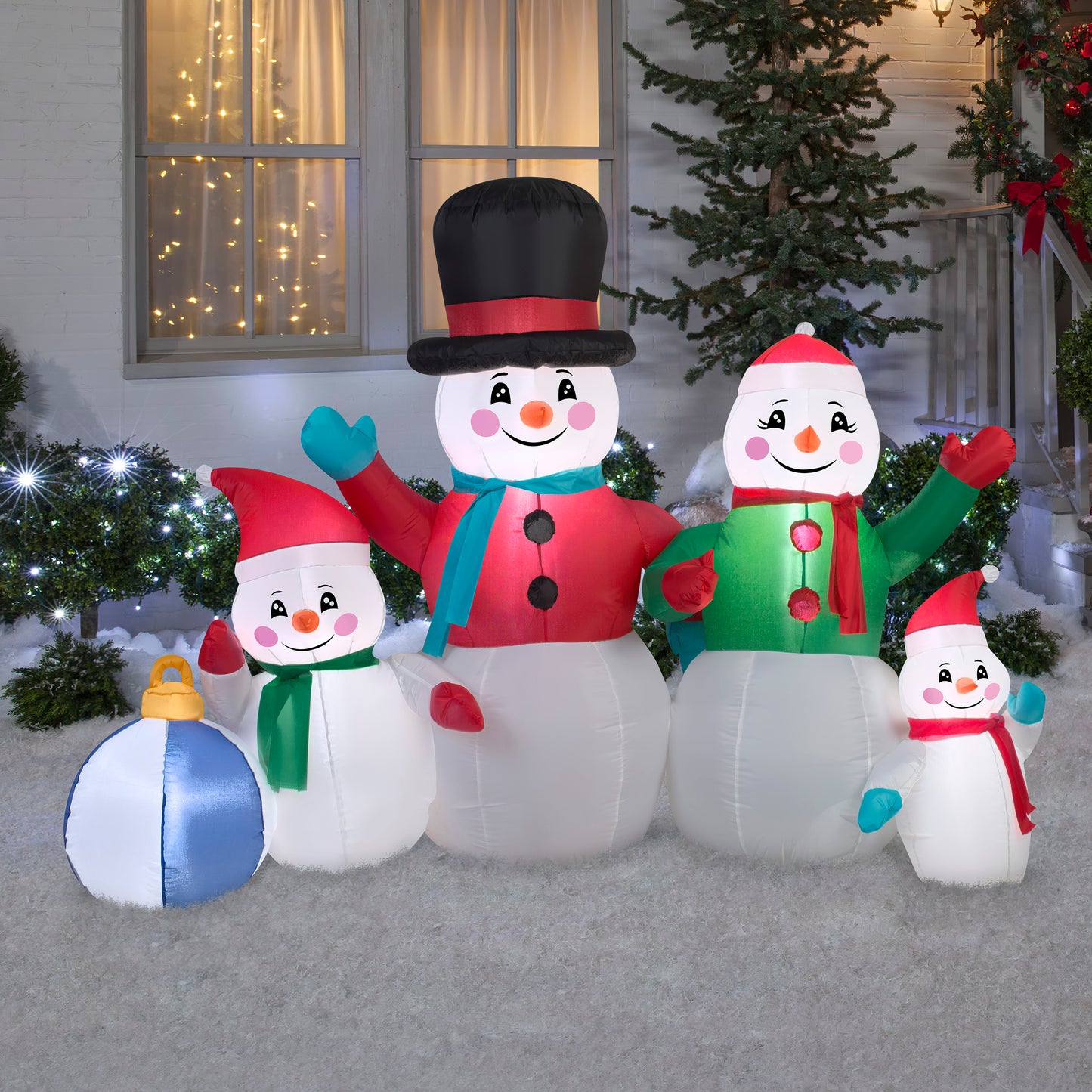 6.5' Wide Snowman Family Collection Christmas Inflatable lifestyle