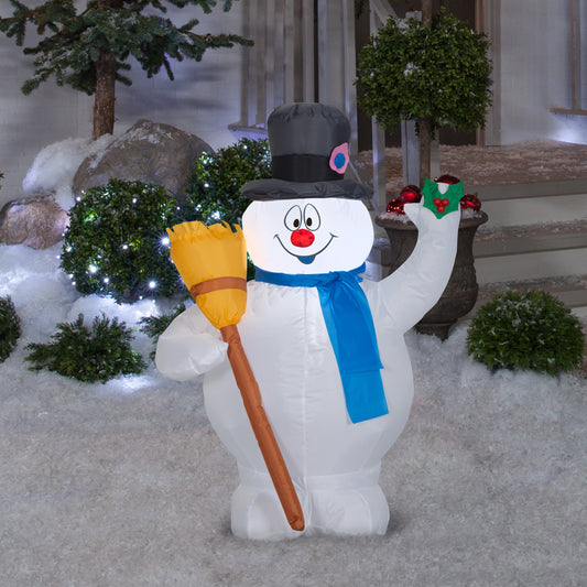 3.5-Ft Frosty with Broom Christmas Inflatable lifestyle