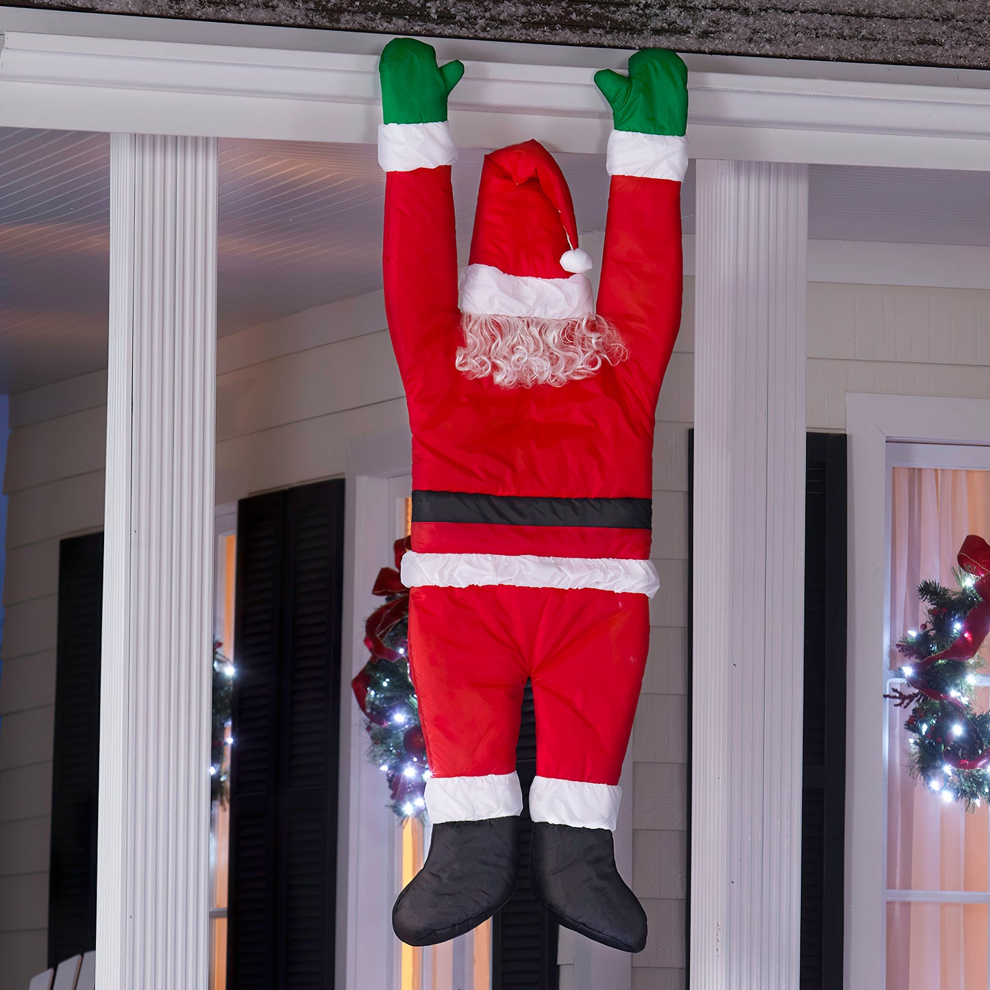 5.5' Season's Greeters-Santa Hanging From Gutter lifestyle