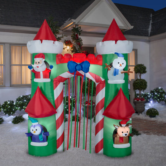 9' Archway Santa's Castle Christmas Inflatable lifestyle