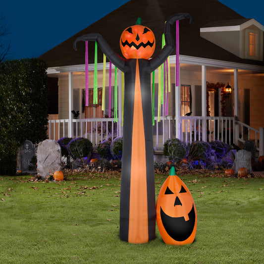 12' Projection Inflatable Fire and Ice Frightening Pumpkin Scene lifestyle
