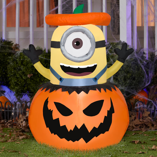 Inflatable Minion Popping Out Of Pumpkin Universal, 3 ft Tall lifestyle