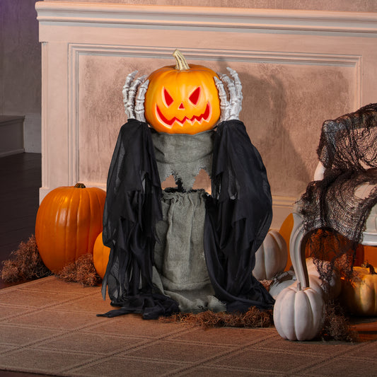 2.5ft Animated Head Lifting Pumpkin Reaper lifestyle