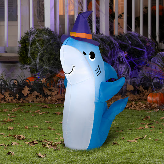 3.5-Ft Shark with Witch Hat Halloween Inflatable lifestyle