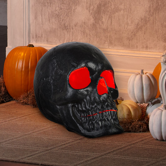 20” Blow Mold Lighted Decor-Candle Flicker-Matte Black Skull lifestyle