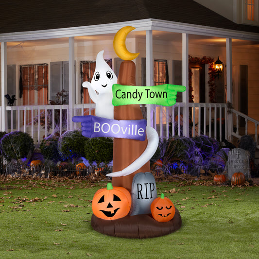 Airblown–Ghost Wrapped Around Sign Post Scene, 8 ft Tall, Purple lifestyle