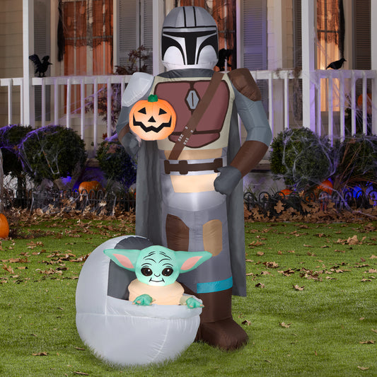 Inflatable The Mandalorian and Grogu™ in Pod, 6.5 ft Tall, grey lifestyle