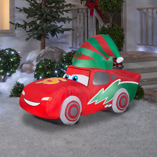 4-Ft Disney Lightning McQueen with Stocking Cap Christmas Inflatable lifestyle