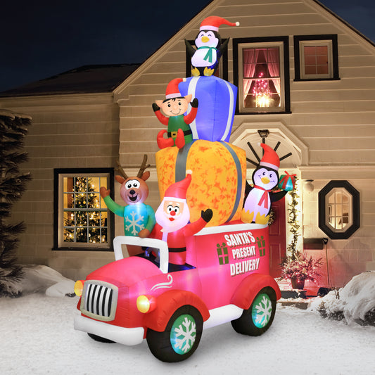 Occasions 12' INFLATABLE SWIRLING LIGHTS SANTA'S TRUCK, 8 ft Tall lifestyle