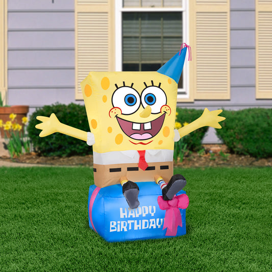 3.5 ft. Inflatable Spongebob on Birthday Present Nick lifestyle