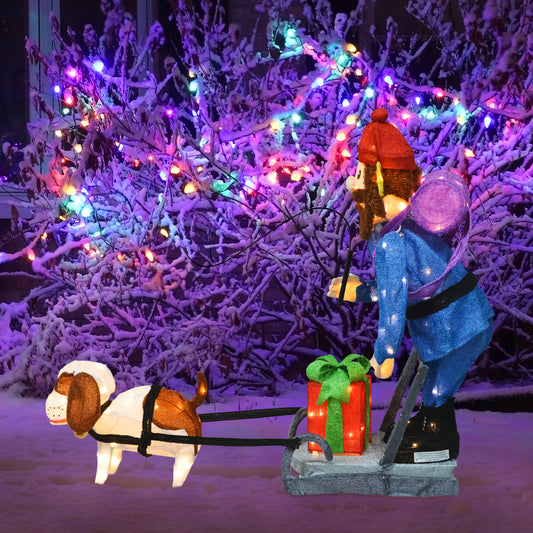 34-Inch Rudolph 3D Pre-Lit LED Yard Art Standing Yukon And Dog Christmas Décor lifestyle