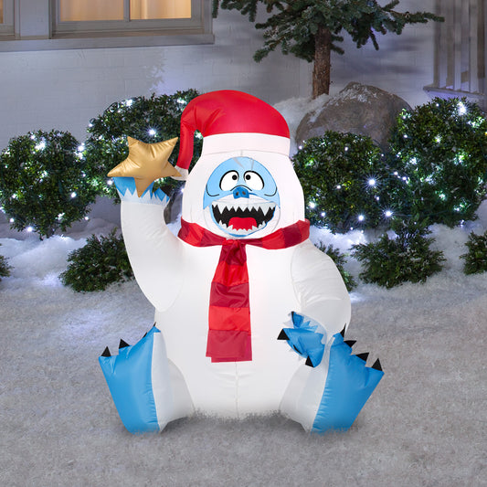 Rudolph the Red Nosed Reindeer Airblown Inflatable Sitting Bumble Holding Star Rudolph, 3 ft Tall