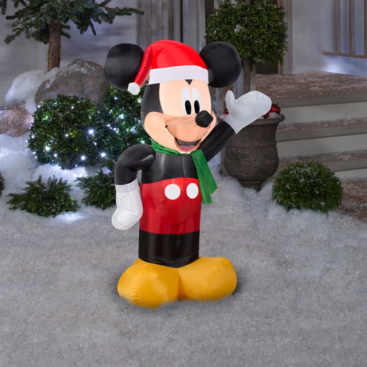 3.5' Mickey w/Santa Hat Disney Christmas Inflatable lifestyle