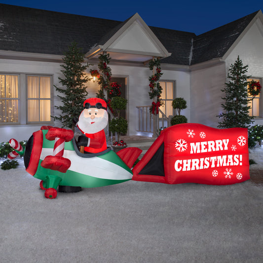 16' Wide Santa on Airplane Christmas Inflatable lifestyle