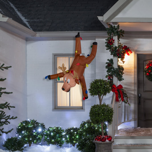 Gutter Hanging Reindeer Christmas Inflatable lifestyle