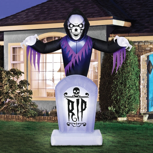 Occasions 8' ANIMATED INFLATABLE REAPER BEHIND TOMBSTONE, 8 ft Tall lifestyle