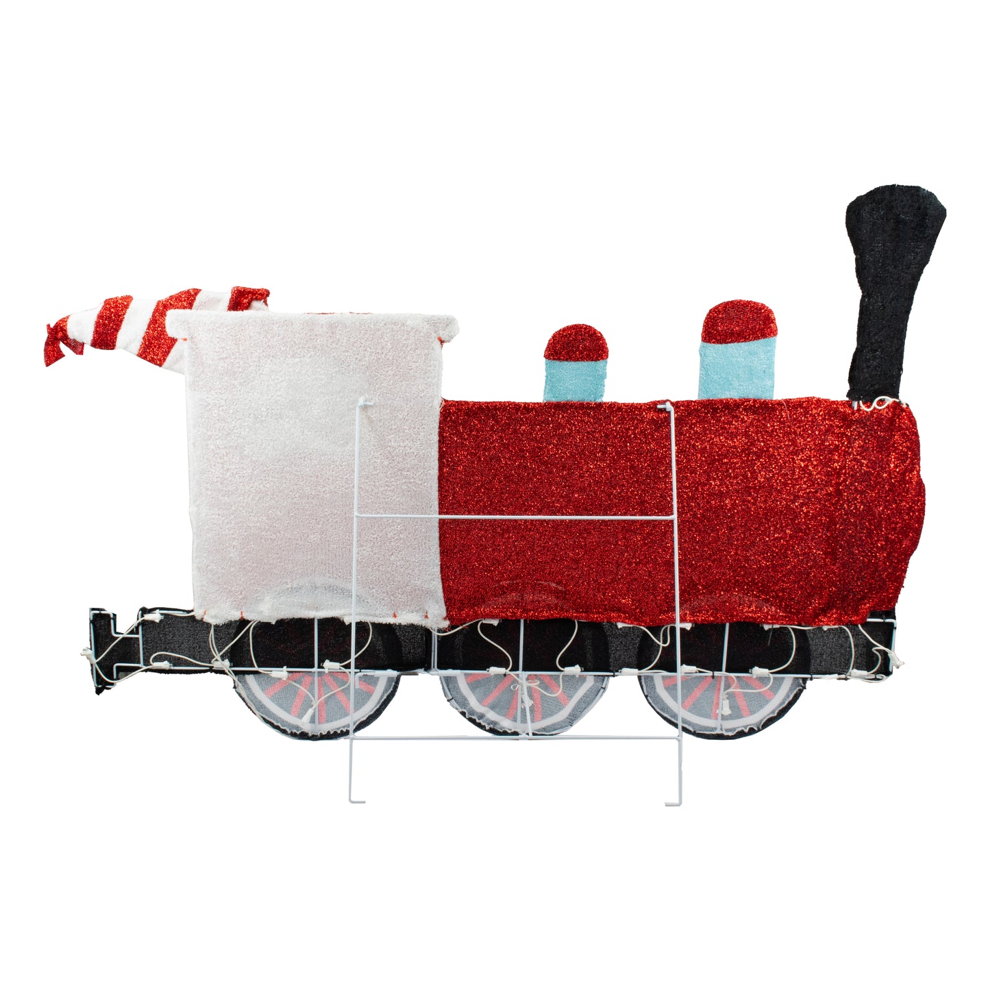 ProductWorks 79IN WIDE PEANUTS PRE LIT LED 2D YARD ART TWO PIECE TRAIN SET, Red
