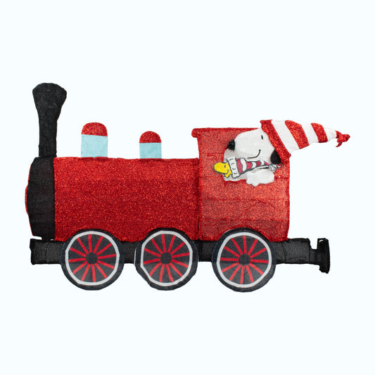 ProductWorks 79IN WIDE PEANUTS PRE LIT LED 2D YARD ART TWO PIECE TRAIN SET, Red