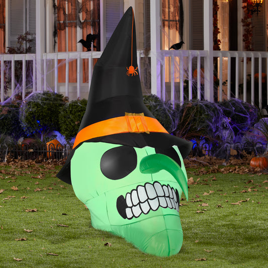Green Witch Skull Halloween Inflatable lifestyle
