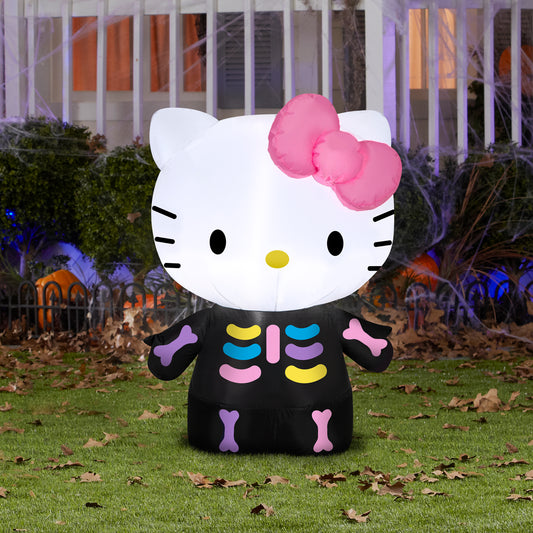 3-Ft Hello Kitty Neon Skeleton Halloween Inflatable lifestyle