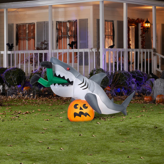 Animated Halloween Inflatable Shark Snack Scene, 4 ft Tall lifestyle