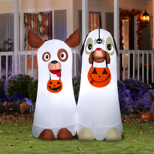 Inflatable Ghost Dog Duo Scene, 5 ft Tall lifestyle