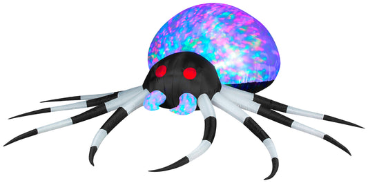 8' Projection Kaleidoscope Black and White Spider Halloween Inflatable