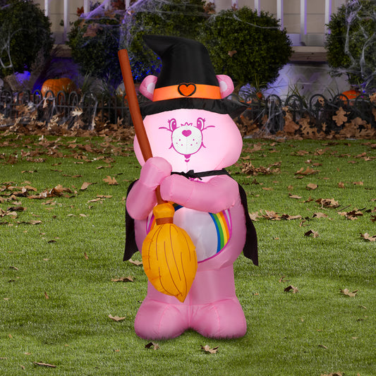 3.5-Ft Care Bears Cheer Bear as Witch with Broom Halloween Inflatable lifestyle