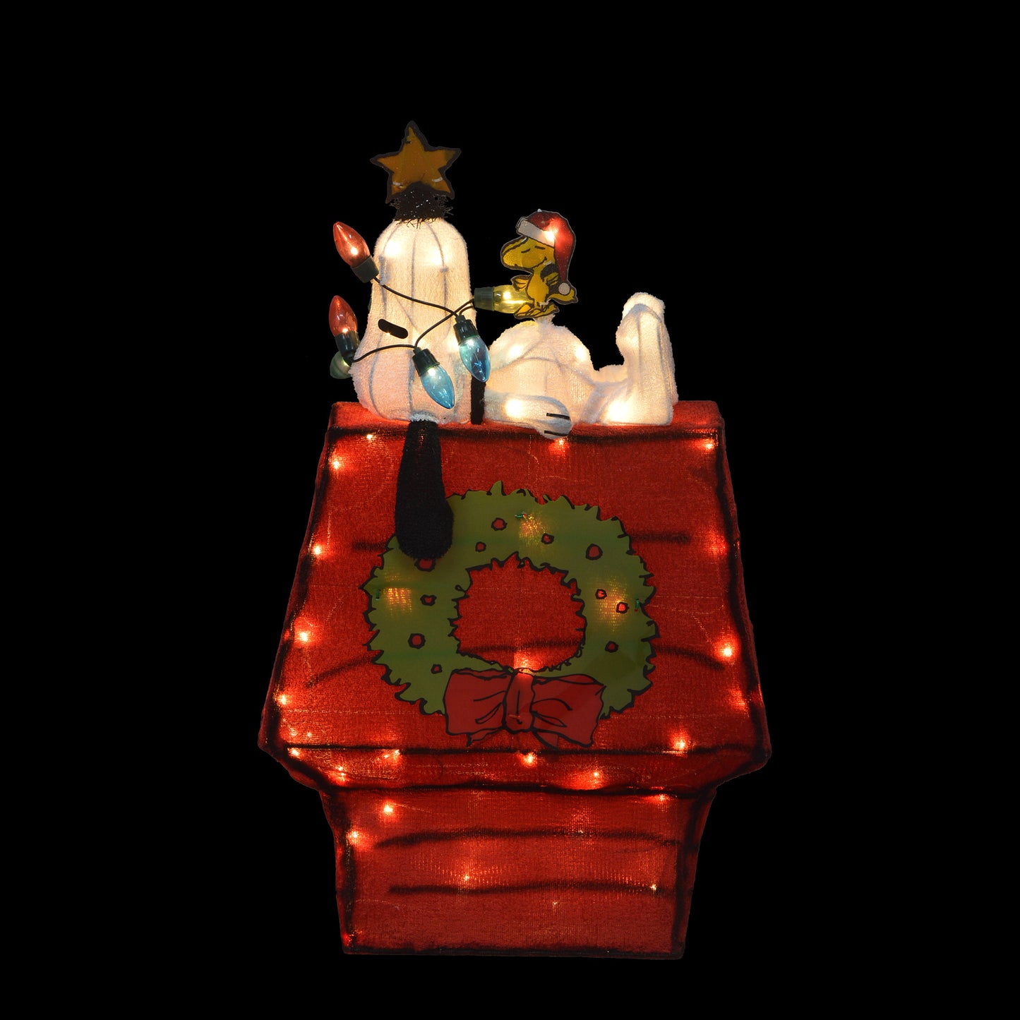 26-Inch Peanuts 3D LED Pre-Lit Yard Art Snoopy On Dog House With Star Christmas Décor image 6