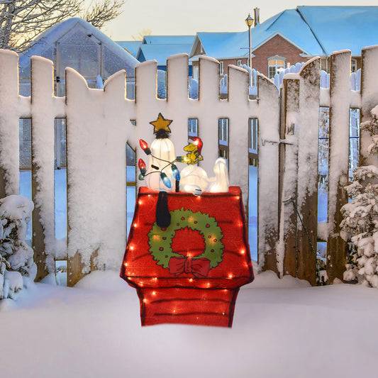26-Inch Peanuts 3D LED Pre-Lit Yard Art Snoopy On Dog House With Star Christmas Décor lifestyle