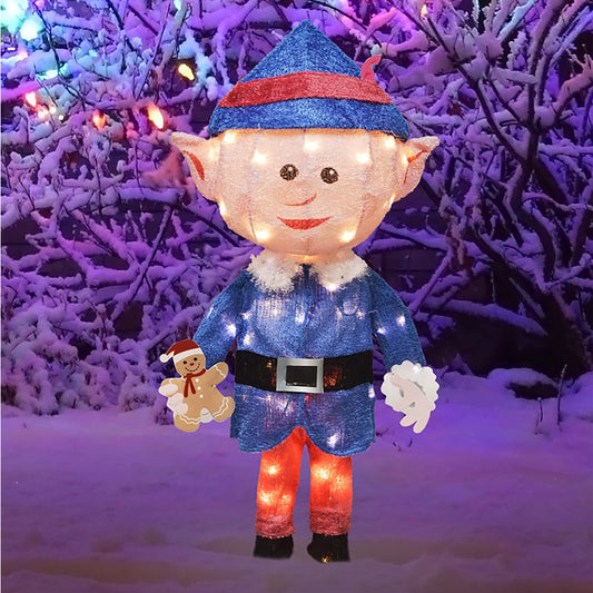 Rudolph 24in Rudolph 3D PreLit LED Yard Art Boy Elf, Blue image 2