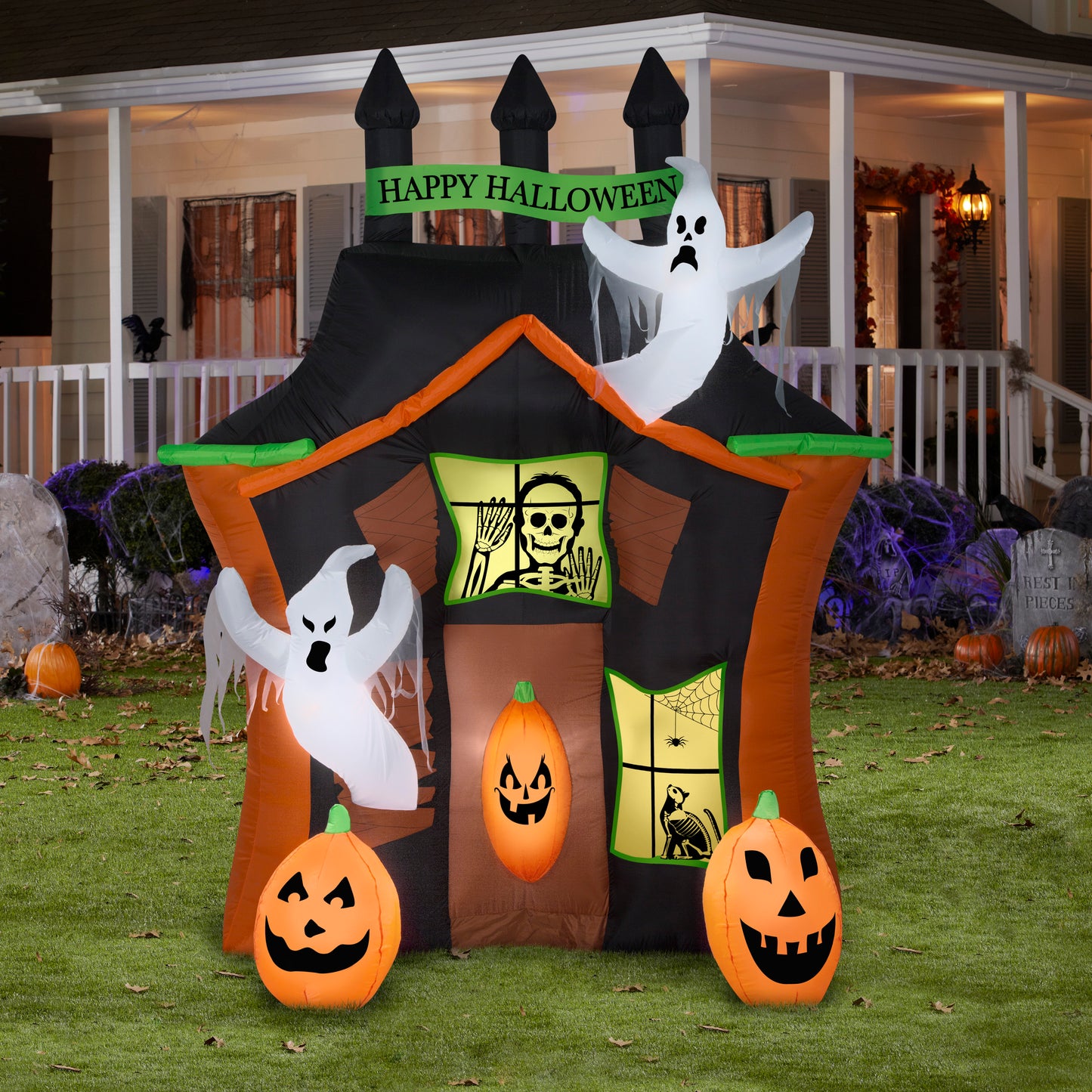 9' Haunted Ghost House Scene Halloween Inflatable lifestyle